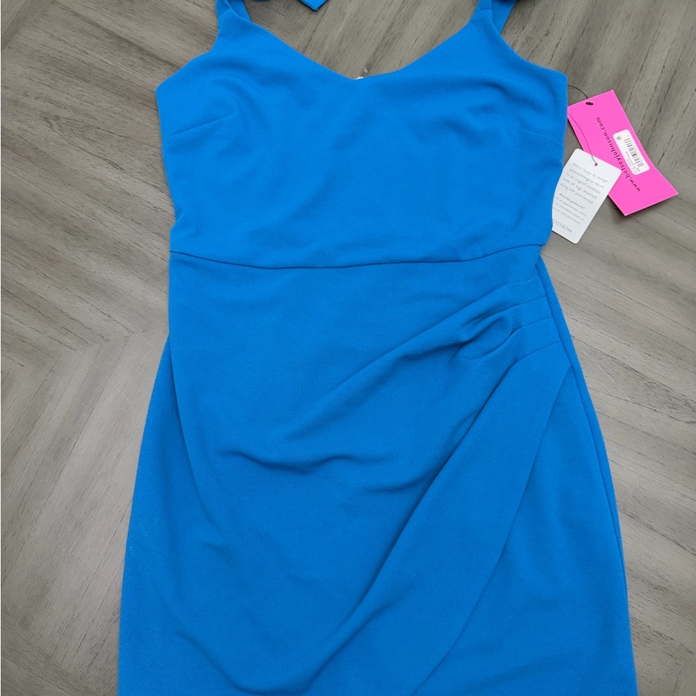 BETSEY JOHNSON Womens Blue Cinched
Sleeveless Bowtie Mini Dress NWT size 6